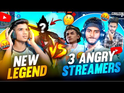 😨NEW LEGEND OF 👑LEGENDS | 3 ANGRY STREAMERS🤬| 1 VS 4🔥| FREE FIRE IN TELUGU #dfg #freefire