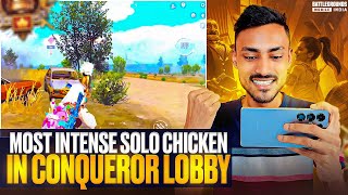 MOST INTENSE SOLO CHICKEN DINNER🌶️ IN CONQUEROR LOBBY💀☠️ | SOLO 26 FINISH 🔥- BGMI HIGHLIGHT