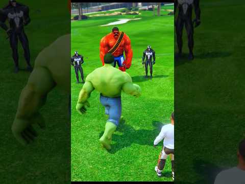 Red Hulk Vs Green Team Big Funny Fight ? #gta5  #shorts