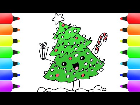 CUTE CHRISTMAS TREE | DRAW your CHRISTMAS TREE with decorations |  Christmas Drawing for Kids