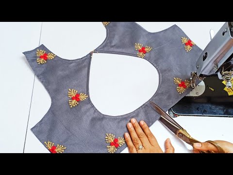 Designer boat neck blouse back design || cutting and stitching back neck blouse design || blouse
