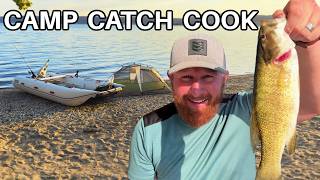 Wild Camping on Secluded Beach - Catching Smallmouth Bass for Dinner