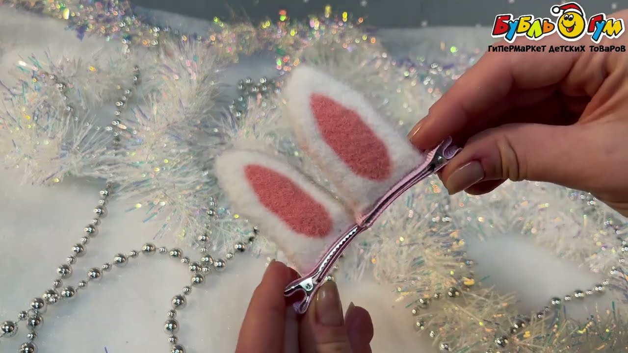 Заколки Lanson goods ушки зайки 2шт новогодние в ассортименте   - видео