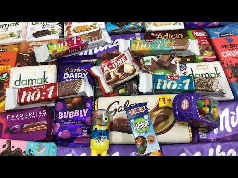 ASMR Most Popular Candys / some lots of colorful rainbow lollipop candy / unpacking chocolate eat