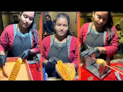 processing  of making potato twister from scratch#indianstreetfood