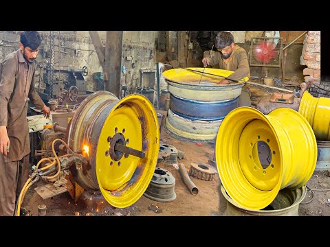 How Heavy Equipment Machine Wheel Rim Convert to Make Harvester Machine Wheel Rim in Factory ||