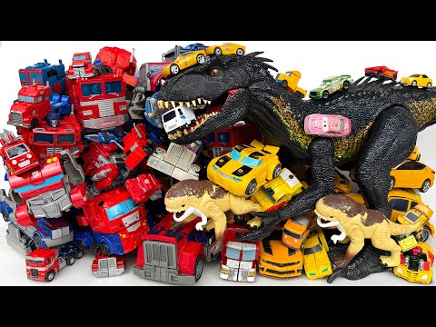 Transformers VS Jurassic World Evolutions | Stopmotion Optimus Prime, Bumblebee vs T-Rex, Mosasaurus