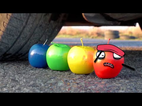 EXPERIMENTO Coche vs Manzana, Caramelo | Раздавливающие хрустящие и мягкие вещи | Doodles en Españo