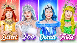 Ocean Vs Desert Vs Ice Vs Field Princess! Four Princesses At Beauty Pageant!