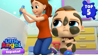 Top 5 Canciones para la hora de baño 🧼🚿Caricaturas | Canciones Infantiles 🎵 Little Angel Español