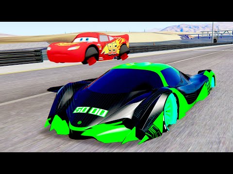 Lightning McQueen Flying Jet Edition vs Dev Sixteen Alien Engine at Special Stage Route X