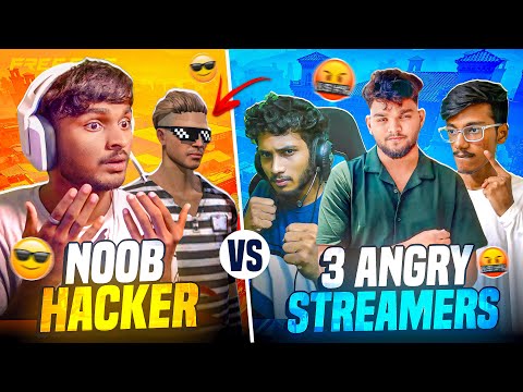 NOOB😨 HACKER VS 3🤬ANGRY STREAMERS🥵 CHALLENGED ME FOR PART 2😭 || FREE FIRE IN TELUGU || ❤🔥#msu