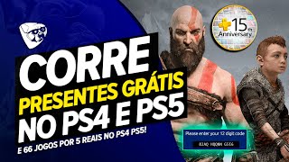 CORRE! PRESENTE GRÁTIS No PS4 e PS5 AGORA 15 ANOS De PS PLUS! E 66 JOGOS Por 5 REAIS No PS4 PS5!