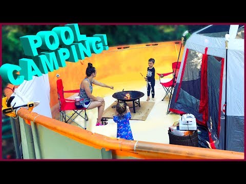 ⛺Camping in a Swimming Pool!! | Sam & Nia