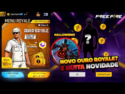 FINALMENTE!! MELHOR OURO ROYALE, 2° CUBO MÁGICO GRÁTIS, EVENTO HALLOWEEN E SOMBRA ROXA - FREE FIRE