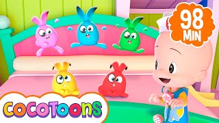 Cinco coelhinhos 🐰  e mais músicas infantis em português com Cleo e Cuquin | Cocotoons Brasil
