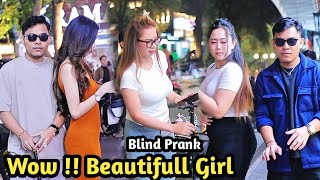 Blind prank makes beautiful girls surprised 😂🥰