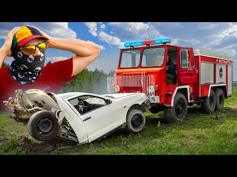 Zmiażdżyliśmy auto wozem strażackim STAR 660