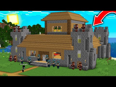 Los ALDEANOS CONSTRUYEN una CASTILLO para DEFENDERSE de los PILLAGER en MINECRAFT! 😱