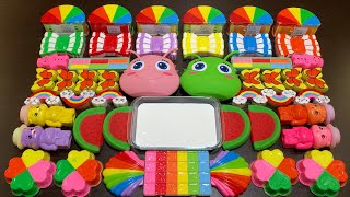 Rainbow Slime Mixing Random Cute, shiny things into slime #ASMR #Satisfying #slimevideos