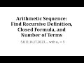 Recursive and Closed Form Sequences