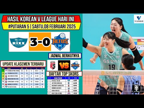 Hasil Liga Voli Korea 2025 Hari ini~GS CALTEX VS IBK ALTOS~Klasemen & Top Skor Voli Korea Terbaru