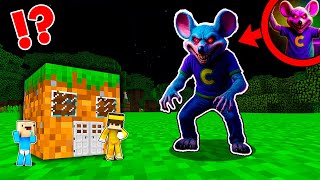 Casa en 1 BLOQUE para ESCAPAR de CHUCK E CHEESE en Minecraft 😱