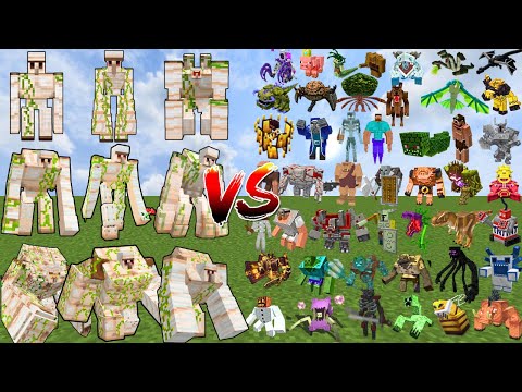 ALL IRON GOLEMS IN MINECRAFT vs BOSS MOBS