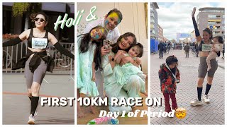 10KM Race. Day 1 of Period. Blister. 2 Kids. Holi Weekend. I Survived. #lifewithshrads