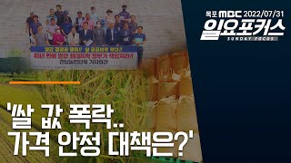 2022년07월31일 일요포커스-쌀 값 폭락.. 가격 안정 대책은? 다시보기