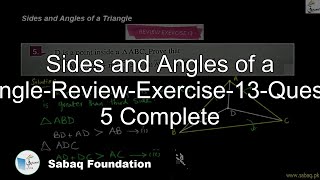 Sides and Angles of a Triangle-Review-Exercise-13-Question 5 Complete