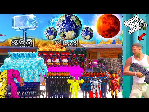 Franklin & Shinchan Playing Chupan Chupai With GIANT 3 HEADED EARTH MAN & AVENGERS IN GTA 5