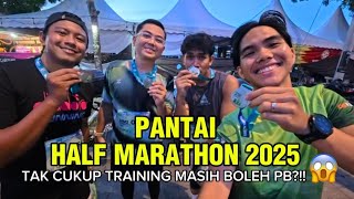 PANTAI HALF MARATHON 2025 — SUASANA TUNGGU MEMBER DEKAT FINISH LINE | RACE DAY VIBES! 🔥