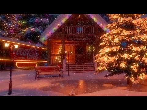 The Cozy Christmas Cabin Ambience | Snow Falling, Footsteps in Snow Sounds