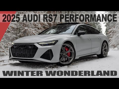 2025 AUDI RS7 PERFORMANCE in Winter Wonderland - V8TT monster plowing through the snow