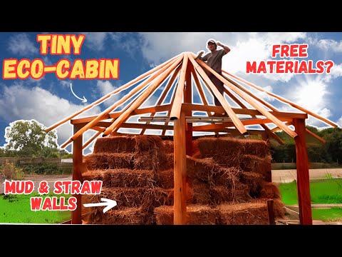 Building A Tiny Straw & Mud House With Free Or Reclaimed Materials | Thatch Roof | Off-Grid Project