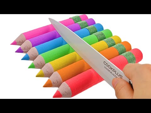 Satisfying Video | How To Make Kinetic Sand Rainbow Pencil Cutting ASMR | Zon Zon