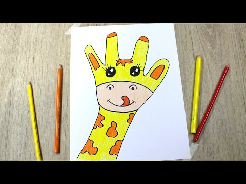 ⭐Coloring and Drawing Giraffe with one hand- Easy Drawing