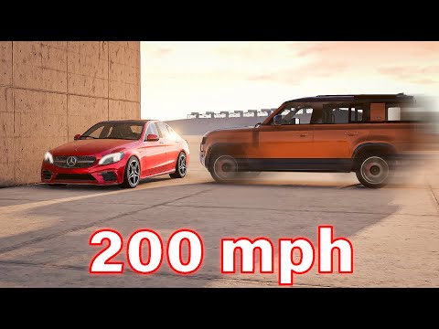 Mercedes-Benz C43 AMG vs Land Rover Defender 💥200MPH💥 Crash Test - BeamNG.Drive