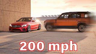 Mercedes-Benz C43 AMG vs Land Rover Defender 💥200MPH💥 Crash Test - BeamNG.Drive