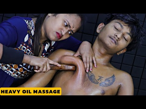 Heavy Oil Body Massage by Pakhi | Head Massage & Neck Cracking | Chest Massage | Back Massage ASMR