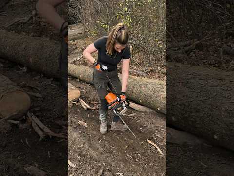 Girl with a chainsaw | Beautiful Tractors #shorts #tractor #viral