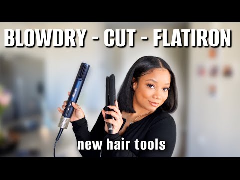 Wash, Blowdry, & Cut on Natural Hair | Trying New Conair Blowdryer & GHD Chronos Flatiron!