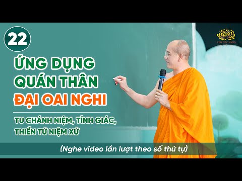 Ứng dụng thực tập quán thân - đại oai nghi | Niệm thân - Thiền Tứ Niệm Xứ | Bài số 22