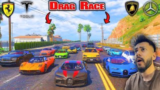 GTA 5 Super Cars🚀Fastest Highway DRAG RACE Challenge |ABHISHEKKZ GAMING