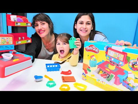 Ayşe, Defne ve Ümit ile Yeni Play-Doh market ve mutfak seti açıyoruz. Çocuk videoları