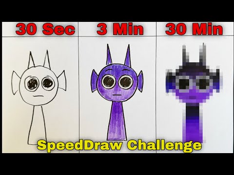 Drawing INCREDIBOX SPRUNKI ( DURPLE PHASE 2 ) in 30 Sec, 3 Min and 30 Min. Morado