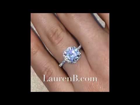 2.40 ct Cushion Moissanite Hidden Halo Ring