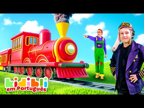 Crianças brincam com Trem de Verdade e Trem de Brinquedo! 🚂🚨 Vídeos Educativos|Kidibli