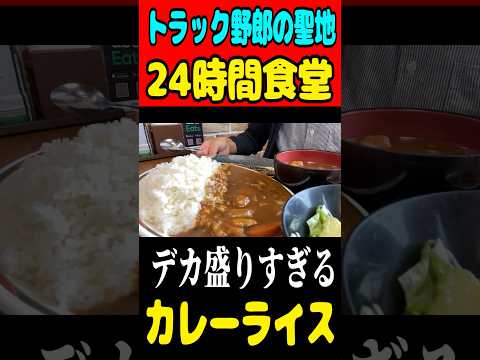 【24時間】トラック野郎の聖地の食堂でカレー注文したらデカ盛りすぎた! #gourmet #グルメ #mukbang #半田屋
